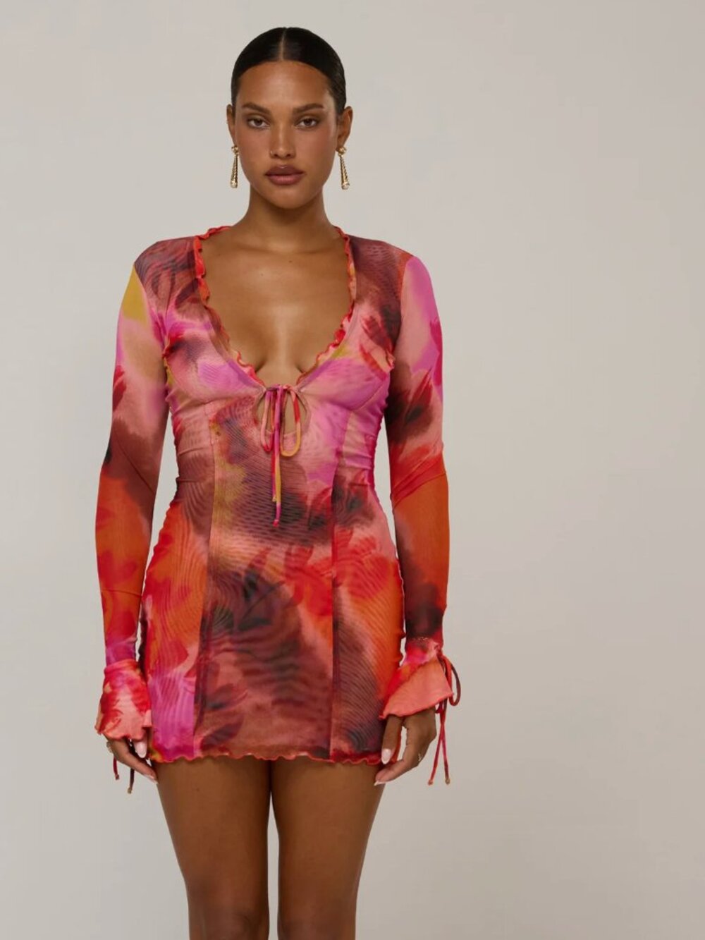 RESA Sloane Long Sleeve Mini Dress in Lilikoi